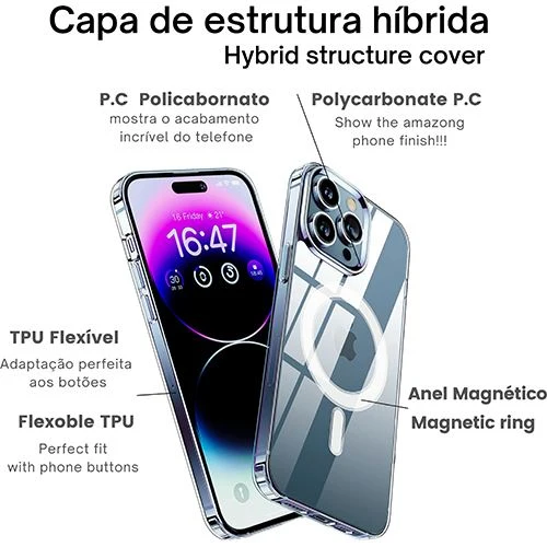 Capa Icoveri MagSafe para Apple iPhone SE - Transparente