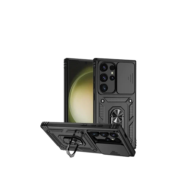 Capa Magnetic Military Defender Slide Window Anti-Impacto para Samsung Galaxy S24 Ultra 5G - Preto