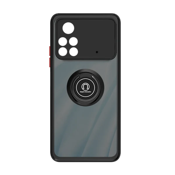 Capa Magnetic Ring Anti Choque Camera Protection para Xiaomi Poco X4 Pro 5G - Preto