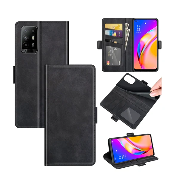 Capa MagneticFlipWallet para Oppo F19 Pro+ 5G - Preto
