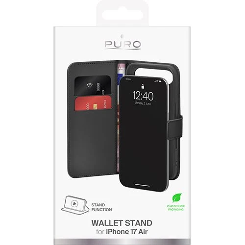 Capa Puro Wallet Book Stand para iPhone Air - Preto