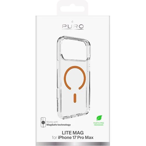 Capa TPU com MagSafe Puro Lite Mag para iPhone 17 Pro Max- Transparente / Laranja