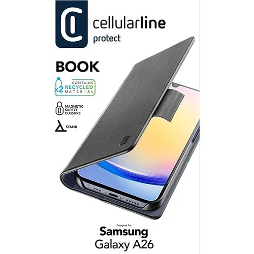 Capa Wallet Cellular Line Protect Book para Samsung Galaxy A26 - Preto