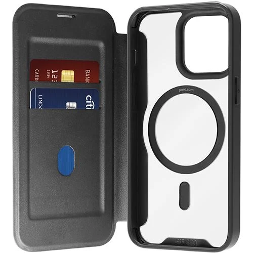 Capa Wallet Puro Bookmag para iPhone 16 Pro- Preta