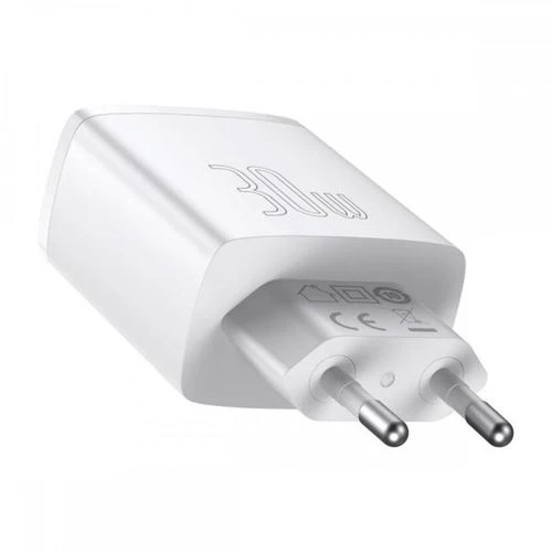 Carregador Baseus USB / USB- C com Carregamento Rápido 30W - Branco