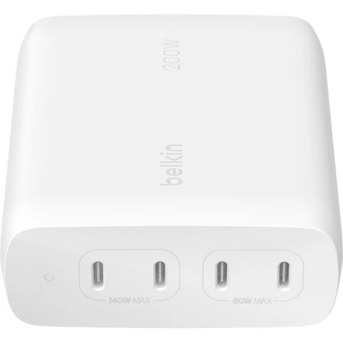 Carregador Belkin BoostCharge Pro 4x USB-C GaN 200W - Branco