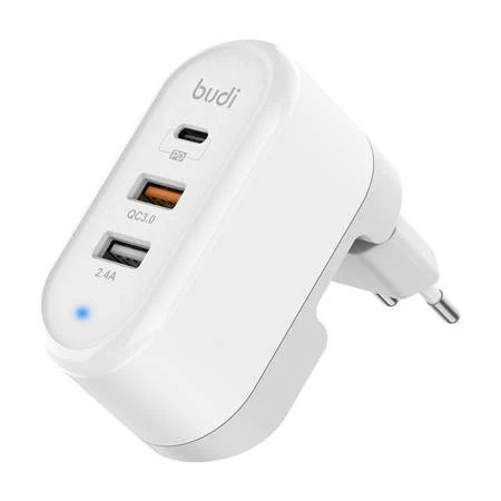 CARREGADOR BUDI 315TE, USB-C+USB, 100V-240V