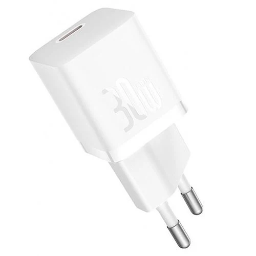 Carregador Compacto USB-C Gan5 Baseus 30W - Branco