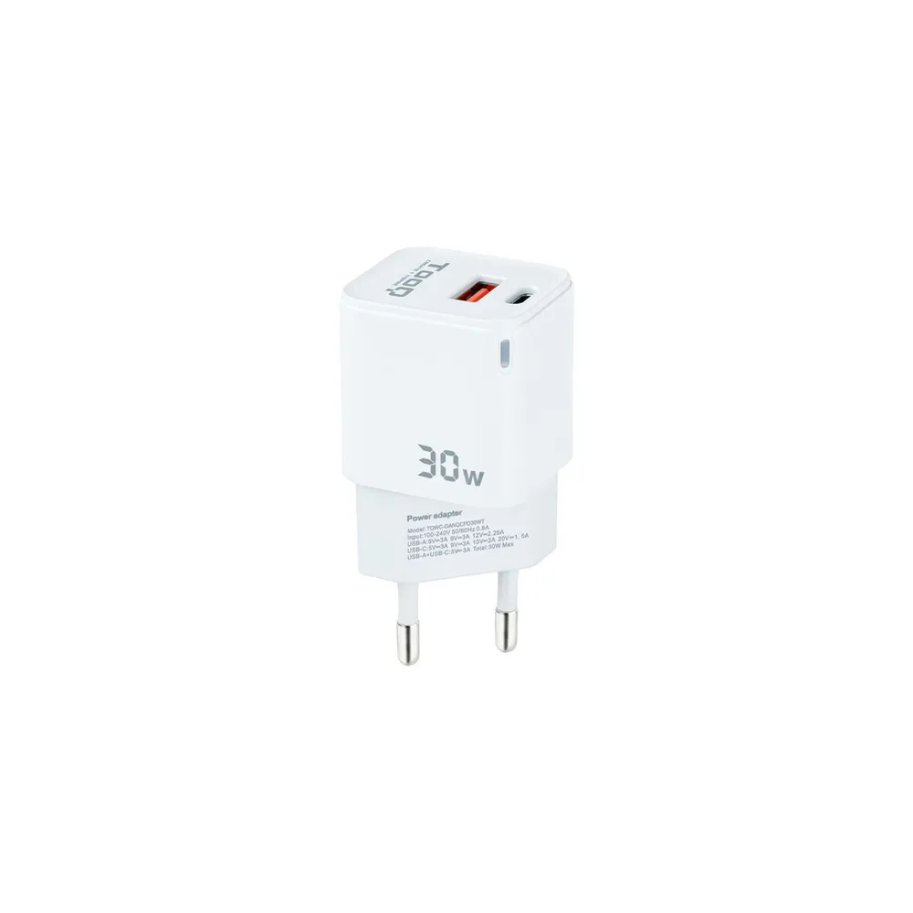 Carregador de Parede TooQ TQWC-GANQCPD30WT 30 W Branco (1 Unidade)