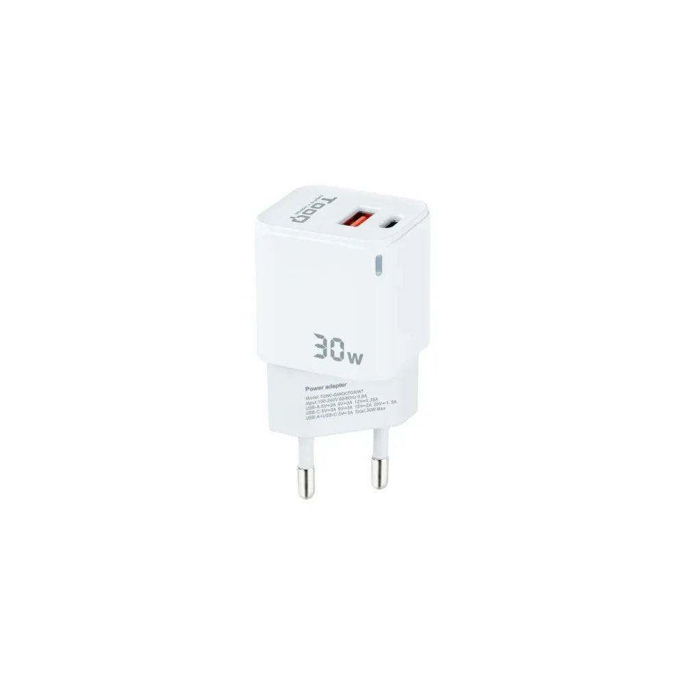 Carregador de Parede TooQ TQWC-GANQCPD30WT 30 W Branco (1 Unidade)