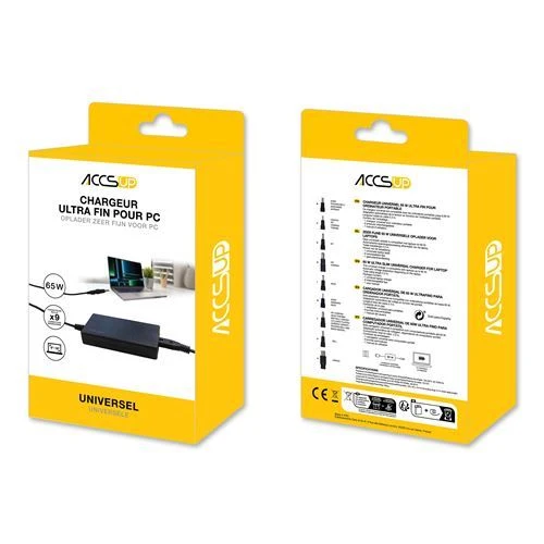 Carregador Ultra Fino Accsup para Computador Portátil 65W - Preto