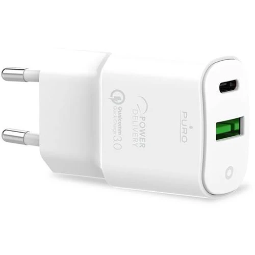 Carregador USB/USB-C Puro 20W - Branco