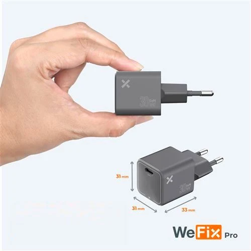 Carregador Wefix Pro GaN 30 W USB-C - Cinzento