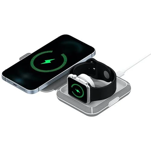 Carregador Wireless Puro Power Go 2 em 1 - Cinzento / Branco