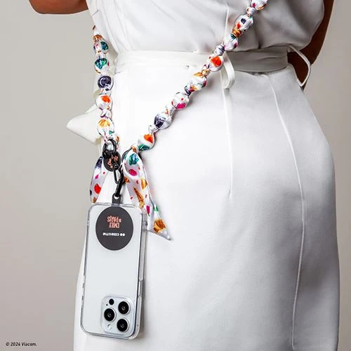 Cordão para Smartphone Emily Paris - Branco / Padrão Rosas e Croissants