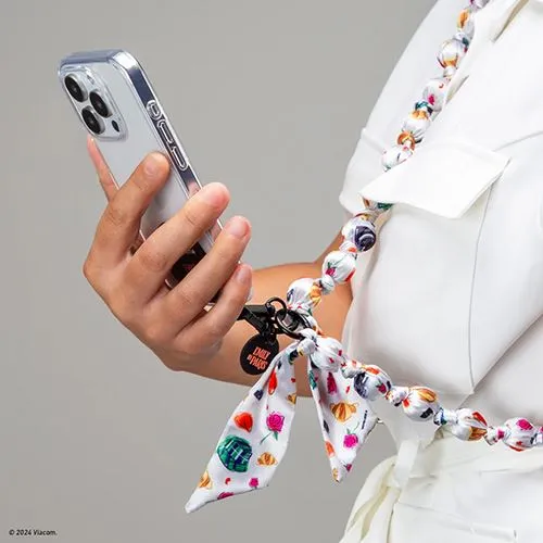 Cordão para Smartphone Emily Paris - Branco / Padrão Rosas e Croissants