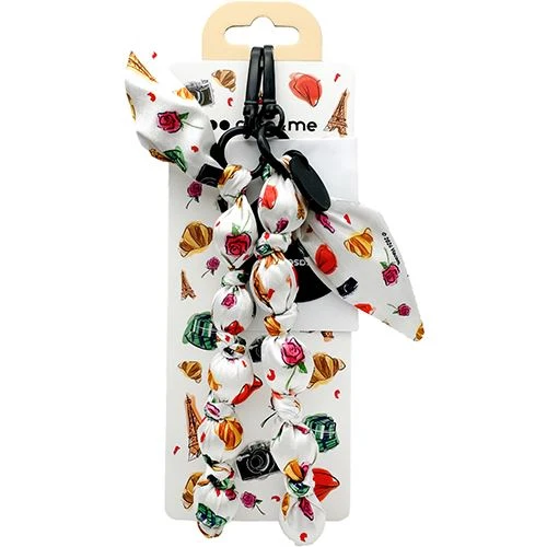 Cordão para Smartphone Emily Paris - Branco / Padrão Rosas e Croissants