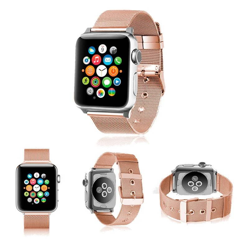 Correia COOL para Apple Watch Series 1 / 2 / 3 / 4 / 5 / 6 / 7 / 8 / 9 / SE (42/44/45mm) Metal Rose Gold