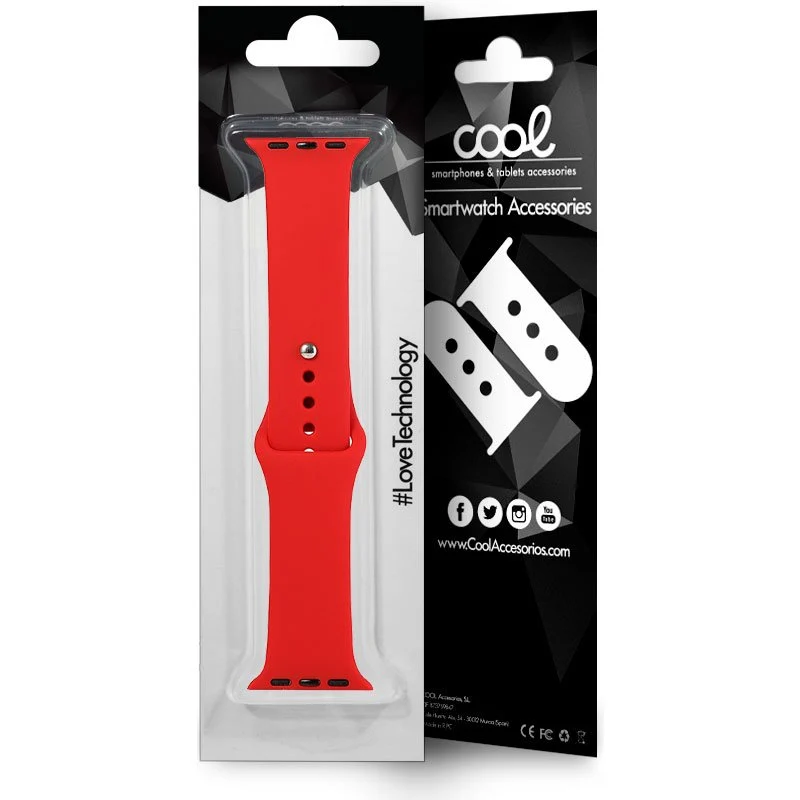 Correia COOL para Apple Watch Series 1 / 2 / 3 / 4 / 5 / 6 / 7 / 8 / 9 / SE (42 / 44 / 45 mm) Borracha Vermelho