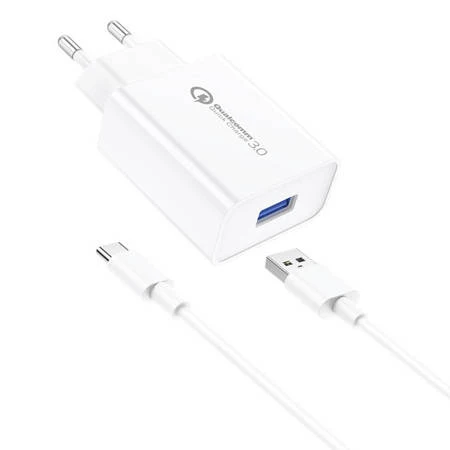 FONENG EU13 WALL CHARGER + USB TO USB-C CABLE, 3A (WHITE)