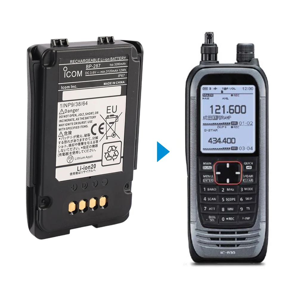 Bateria de Reposição BP-287 para Rádios Bidirecionais Icom R30 e R15