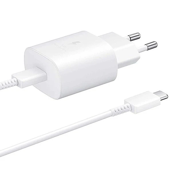Kit Base Carregador Type C FastCharge 25W + Cabo Carga Type C to Type C FastCharger Branco para Samsung Galaxy S21 Ultra 5G