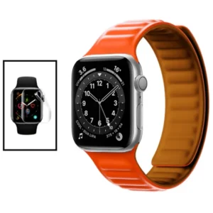Kit Bracelete Magnetic SmoothSilicone + Película de Hydrogel para Apple Watch Series 4 - 40mm - Laranja