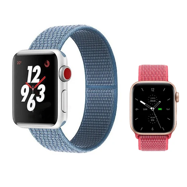 Kit 2x Bracelete Nylonsense Para Apple Watch Series 11 - 46mm - Azul / Rosa