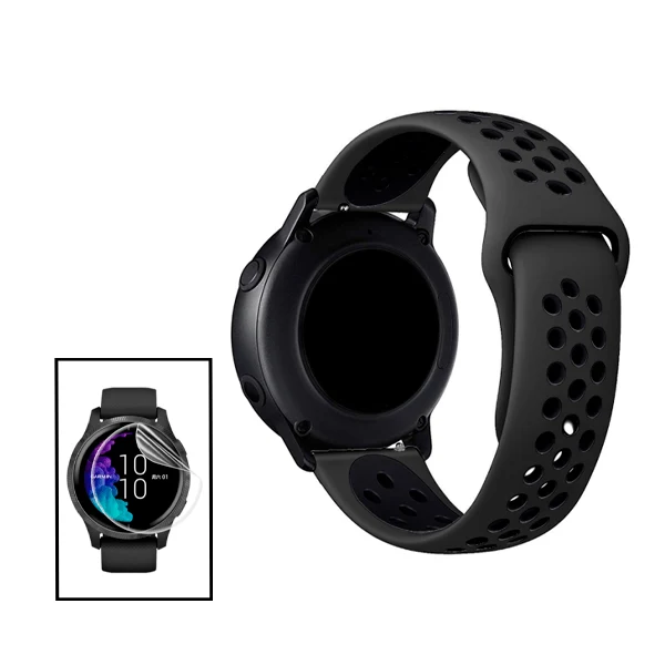 Kit Bracelete SportyStyle + Película de Hydrogel para Huawei GT2 46mm Classic - Preto / Preto