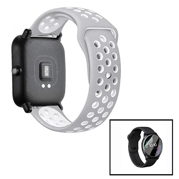 Kit Bracelete SportyStyle + Película de Hydrogel para LG W110 - Cinza / Branco