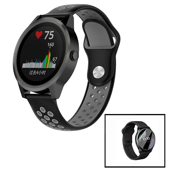 Kit Bracelete SportyStyle + Película de Hydrogel para Huawei Watch 2 - Preto / Cinza