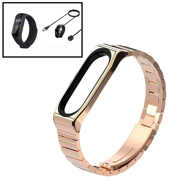 Kit Bracelete ço Stainless Lux + Ferramenta + Carregador Usb Charger + Película Protectora Ecrã Gel Full Cover para Amazfi...