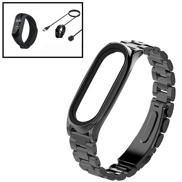 Kit Bracelete ço Stainless Lux + Ferramenta + Carregador Usb Charger + Película Protectora Ecrã Gel Full Cover para Amazfi...