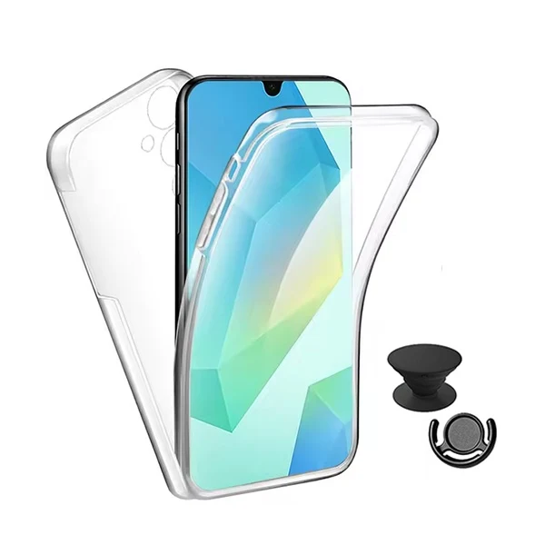 Kit Capa 360° Impact Protection + 1 Gripholder + 1 Suporte PHONECARE Para Samsung Galaxy A17 5G - Transparente/Preto