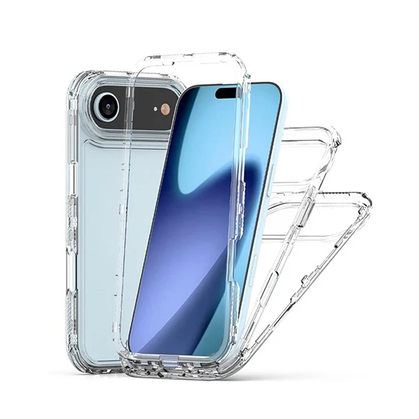 Kit Capa 360° Impact Protection + 1 Gripholder + 1 Suporte PHONECARE Para Apple iPhone 17 Air - Transparente/Branco