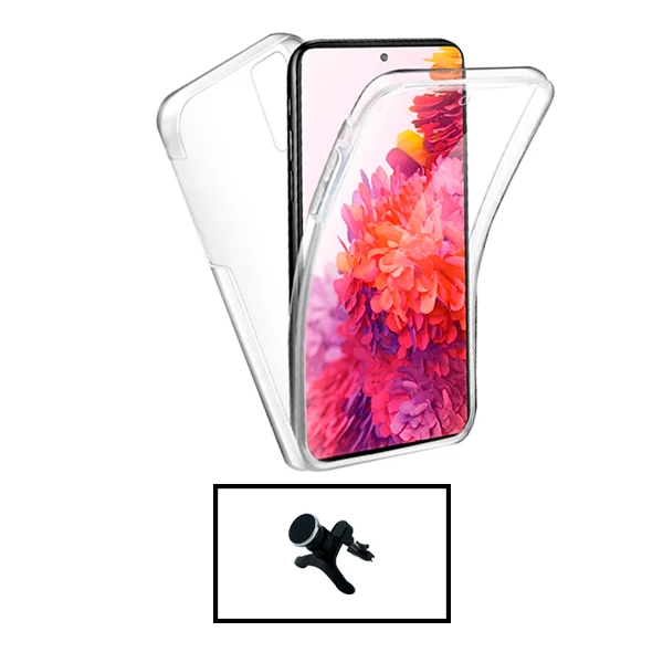 Kit Capa 3x1 360° Impact Protection + Suporte Magnético de Carro Reforçado para Xiaomi 12 - Transparente/Branco