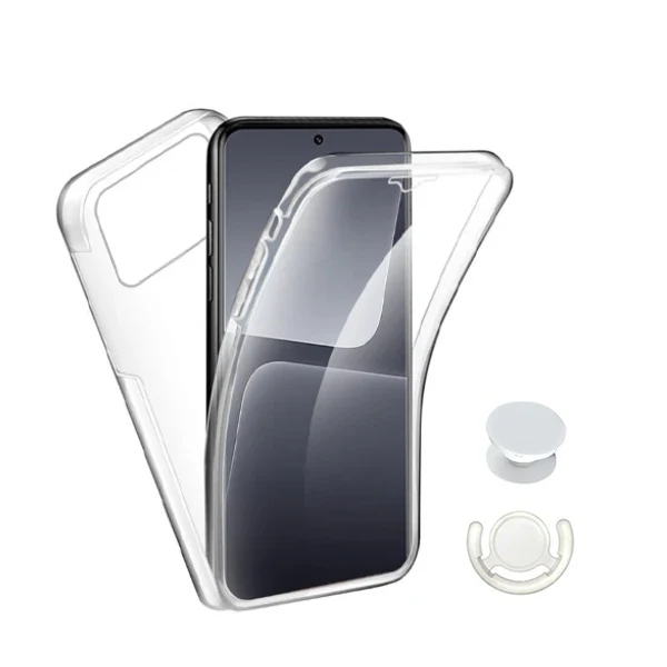 Kit Capa 3x1 360° Impact Protection + 1 Gripholder + 1 Suporte Gripholder Branco para Xiaomi Poco X6 pro - Transparente/Br...
