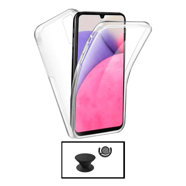 Kit Capa 3x1 360° Impact Protection + 1 GripHolder + 1 Suporte GripHolder Preto para Samsung Galaxy A13 - Transparente/Preto