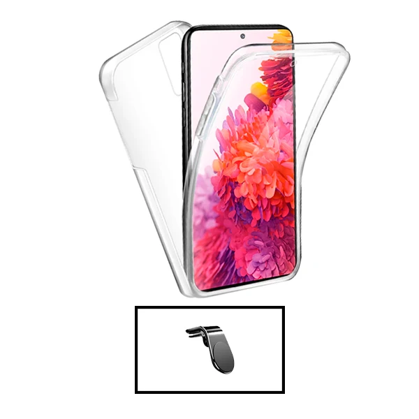 Kit Capa 3x1 360° Impact Protection + Suporte Magnético L Safe Driving Carro para Samsung Galaxy A13 - Transparente/Branco