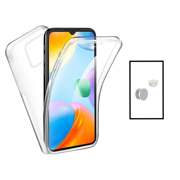 Kit Capa 3x1 360° Impact Protection + 1 GripHolder + 1 Suporte GripHolder Branco para Xiaomi Redmi 10 Power - Transparente...