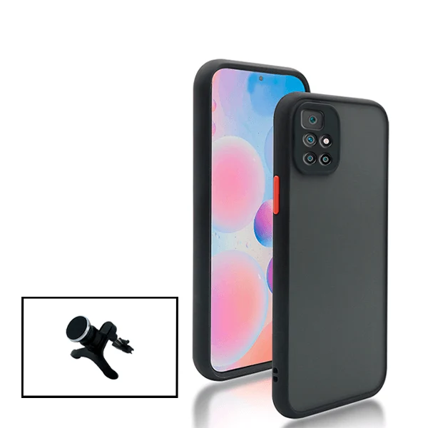 Kit Capa Anti Choque Camera Protection + Suporte Magnético Reforçado de Carro para Xiaomi Redmi Note 11 4G - Preto
