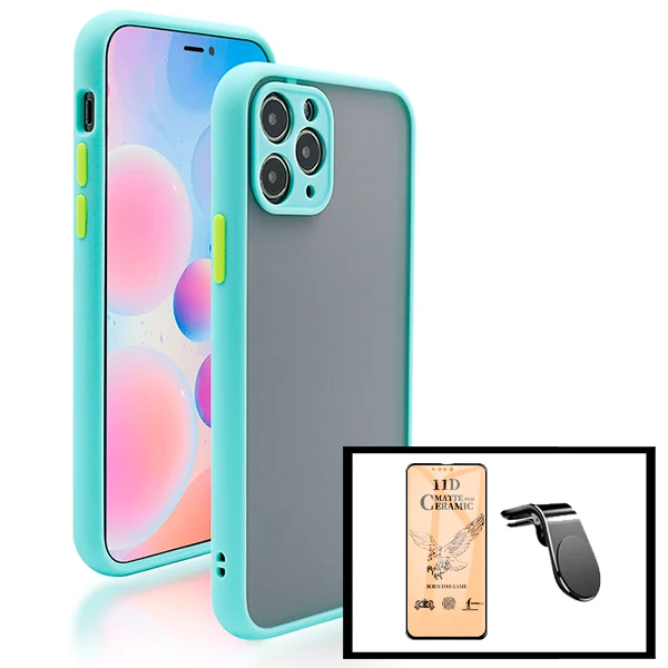 Kit Capa Anti Choque Camera Protection + Película CeramicGlass + Suporte Magnético L Safe Driving Carro para Apple iPhone...