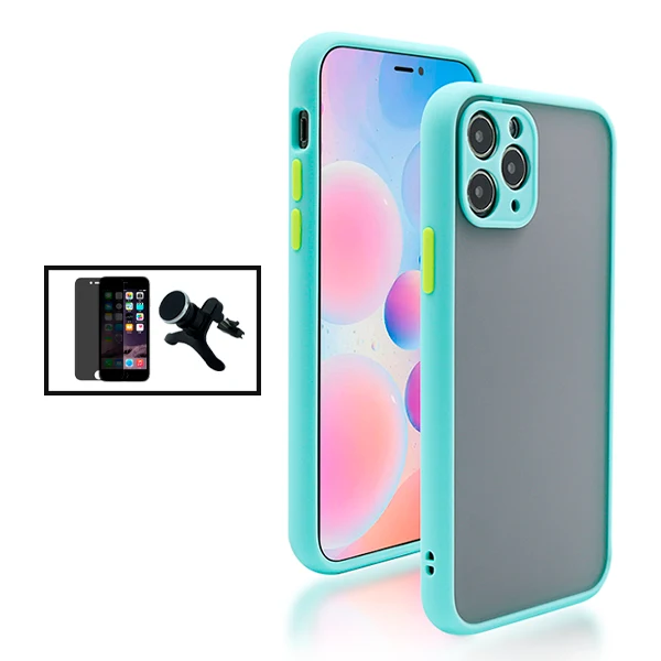 Kit Capa Anti Choque Camera Protection + Película 5D Anti-Spy + Suporte Magnético Reforçado de Carro para Apple iPhone SE...