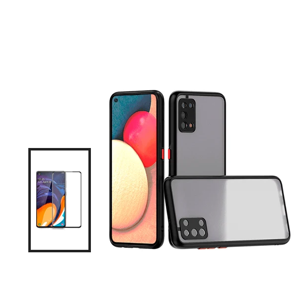 Kit Capa Anti Choque Camera Protection + Película 5D Full Cover para Oppo A74 5G - Preto