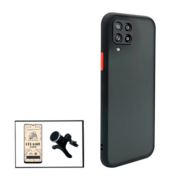 Kit Capa Anti Choque Camera Protection + Película CeramicGlass + Suporte Magnético Reforçado de Carro para Samsung Galaxy...