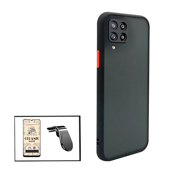 Kit Capa Anti Choque Camera Protection + Película CeramicGlass + Suporte Magnético L Safe Driving Carro para Samsung Galax...