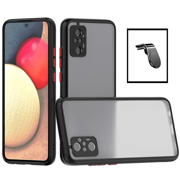 Kit Capa Anti Choque Camera Protection + Suporte Magnético L Safe Driving Carro para Xiaomi Redmi Note 10 Pro+ - Preto