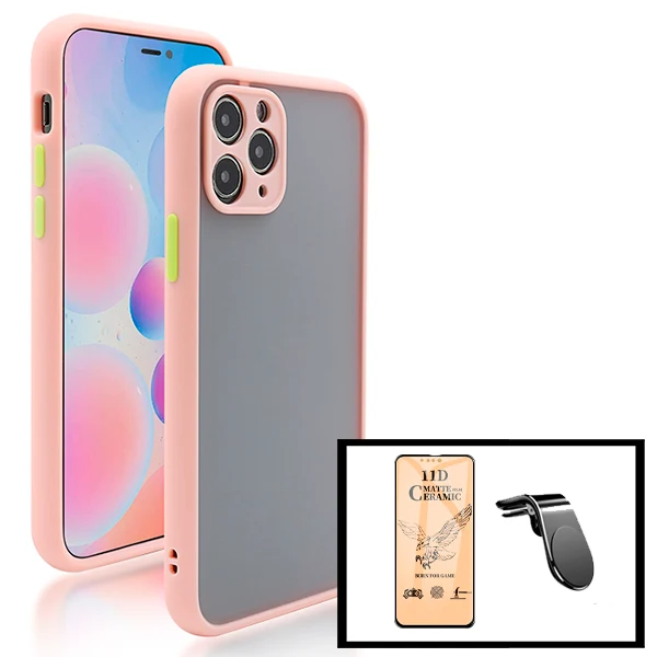 Kit Capa Anti Choque Camera Protection + Película CeramicGlass + Suporte Magnético L Safe Driving Carro para Apple iPhone...