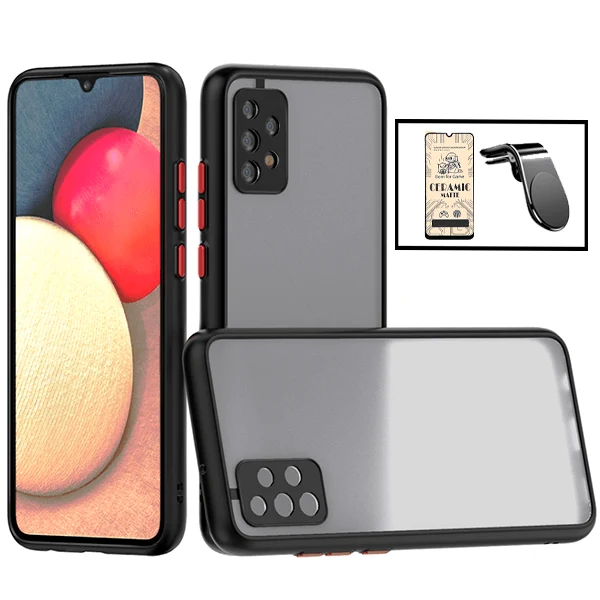 Kit Capa Anti Choque Camera Protection + Película CeramicGlass + Suporte Magnético L Safe Driving Carro para Samsung Galax...