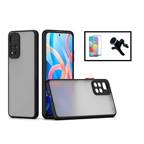 Kit Capa Anti Choque Camera Protection + Película 5D Full Cover + Suporte Magnético Reforçado de Carro para Xiaomi 11i - P...